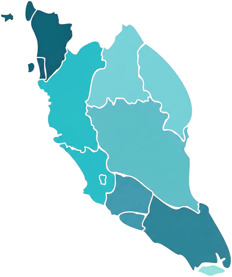 Peninsular Malaysia map showing Dentabay branch locations
